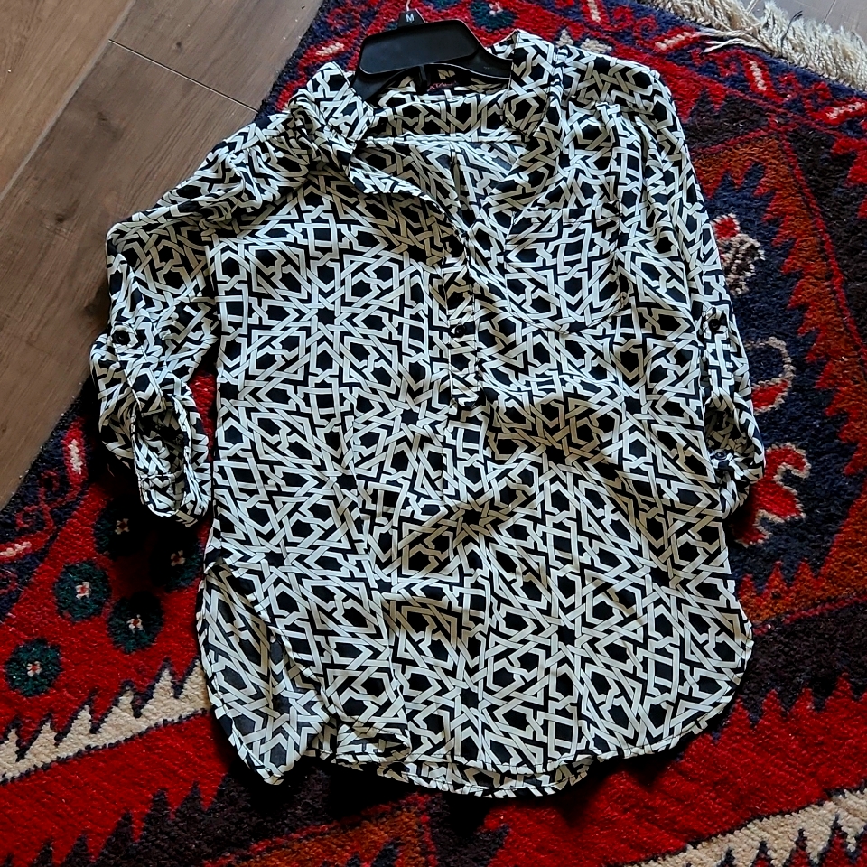 Mosaic Patterned Work Blouse Tunic